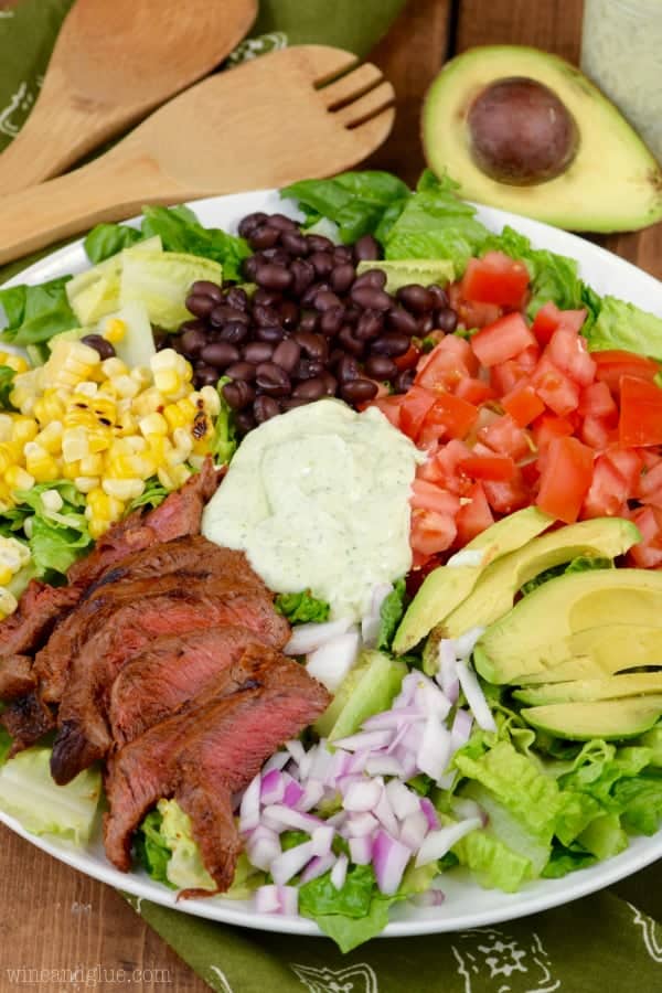 Southwestern Steak Salad with Jalapeno Ranch Dressing {Wine & Glue}