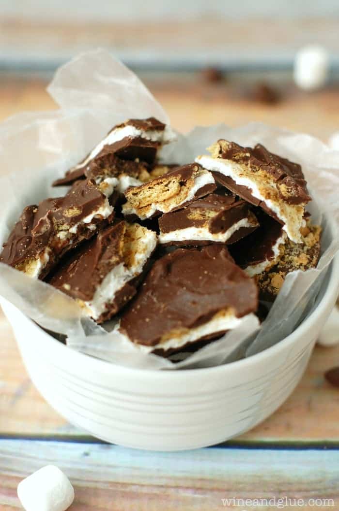 This Smores Bark is like a yummy, amazing inside out s'mores that you don't even need a camp fire for!