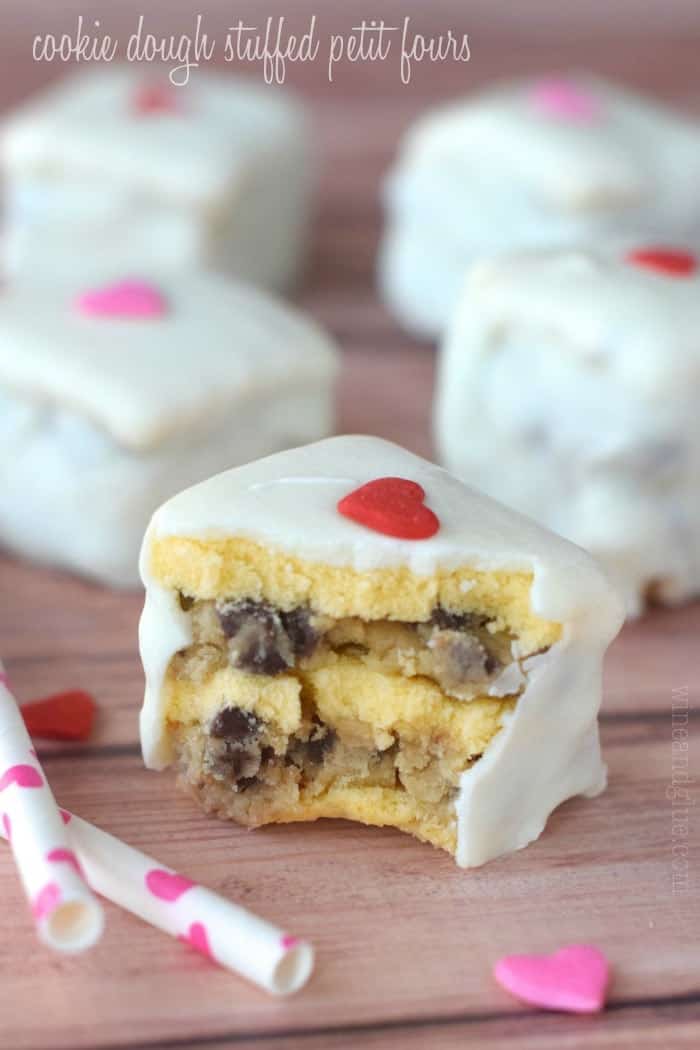 These Cookie Dough Stuffed Petit Fours are a no bake little treat that are pretty enough not to eat but too delicious to only have one!