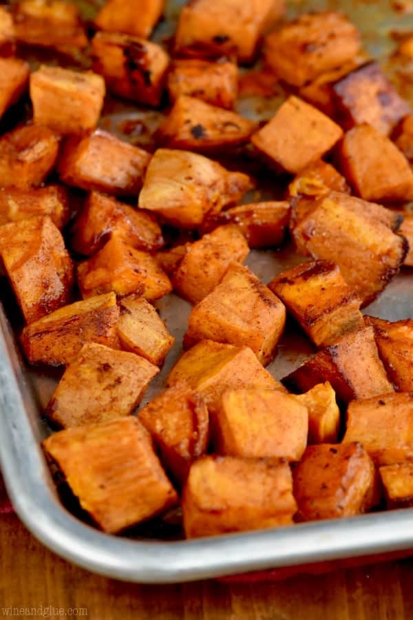 These Brown Sugar Roasted Sweet Potatoes are side dish perfection.